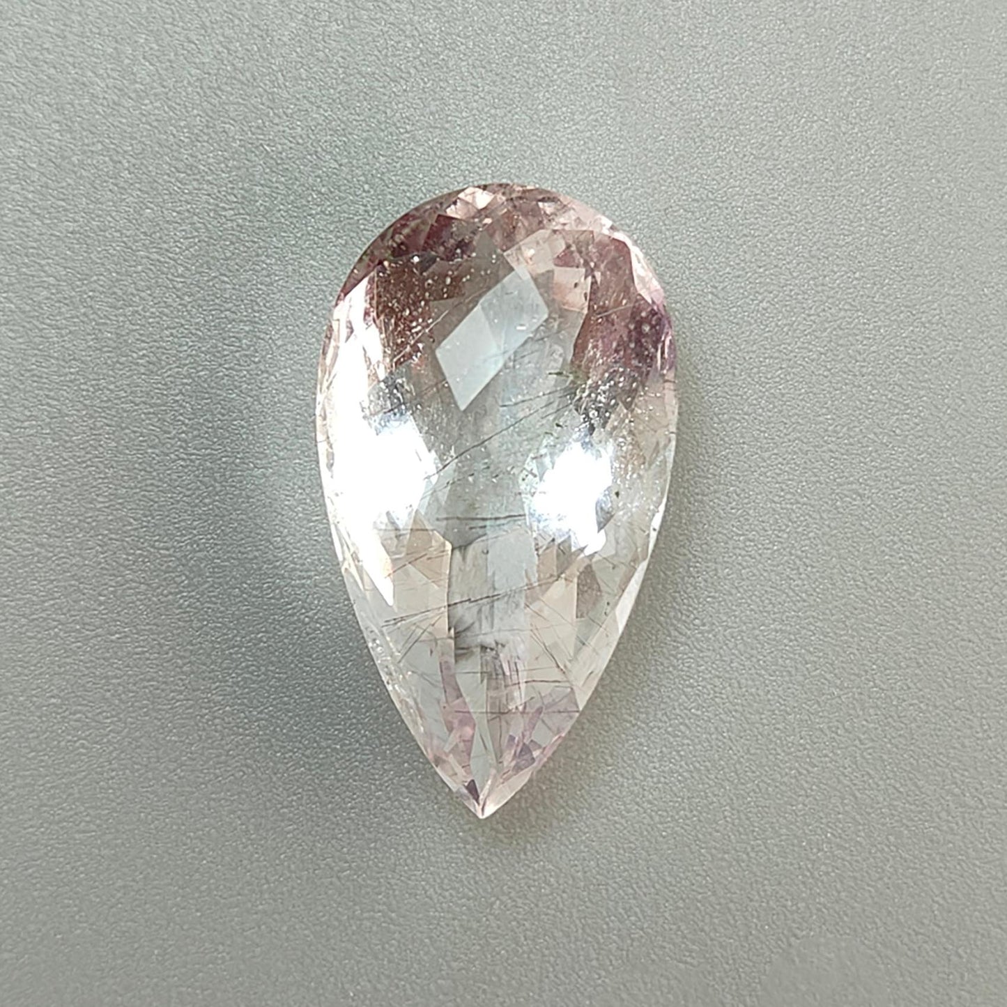 Rutile Amethyst Quartz Gemstone Checker Cut: Natural Untreated Amethyst Pear Shape Faceted 1pc for Jewelry February Birthstone