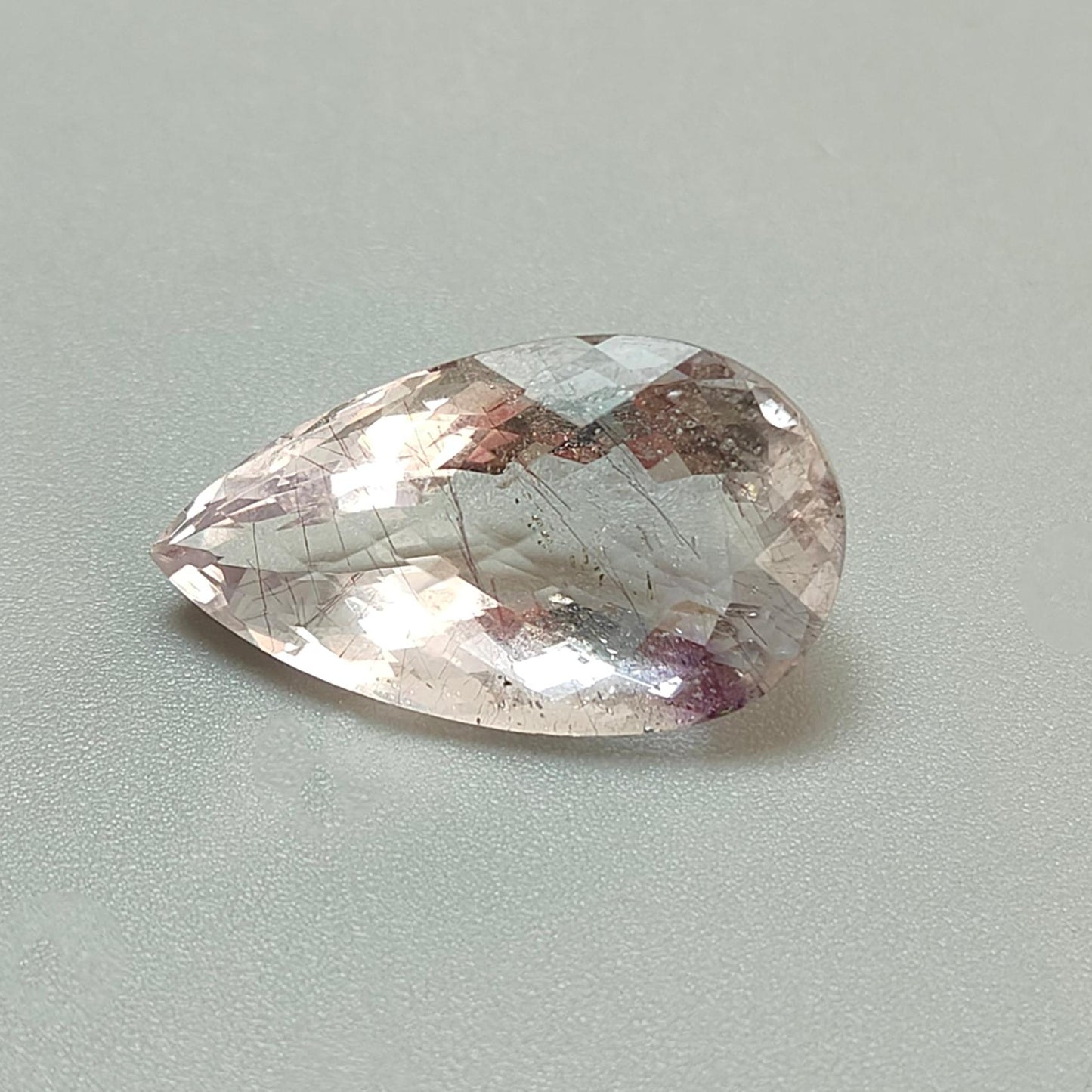 Rutile Amethyst Quartz Gemstone Checker Cut: Natural Untreated Amethyst Pear Shape Faceted 1pc for Jewelry February Birthstone