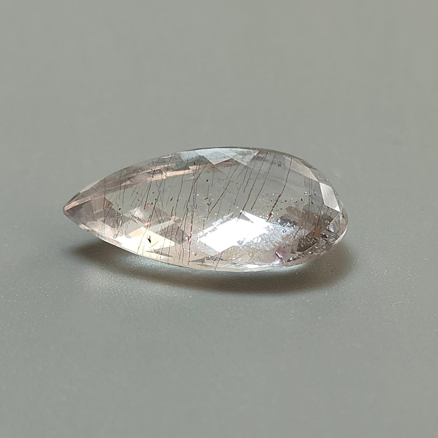 Rutile Amethyst Quartz Gemstone Checker Cut: Natural Untreated Amethyst Pear Shape Faceted 1pc for Jewelry February Birthstone