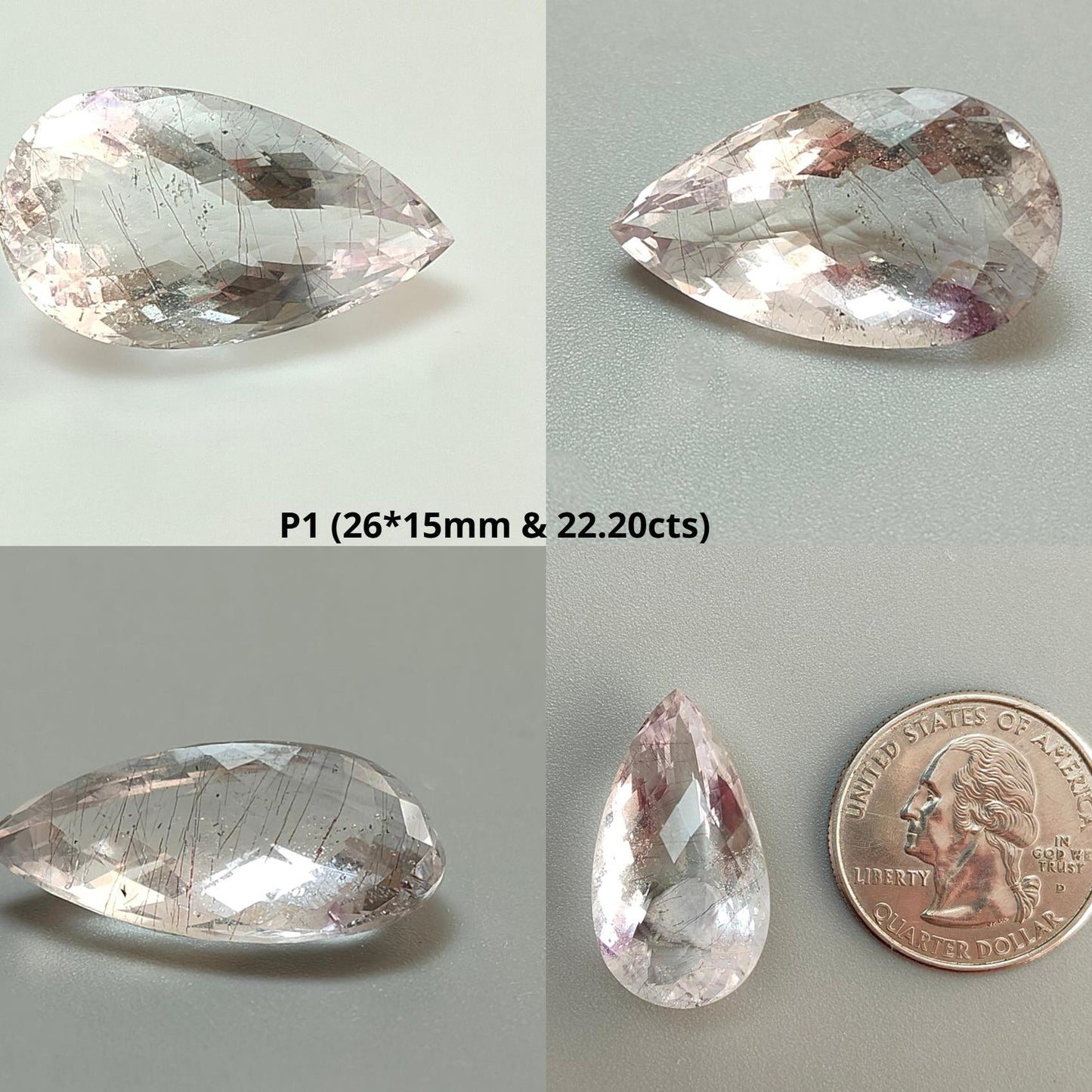 Rutile Amethyst Quartz Gemstone Checker Cut: Natural Untreated Amethyst Pear Shape Faceted 1pc for Jewelry February Birthstone