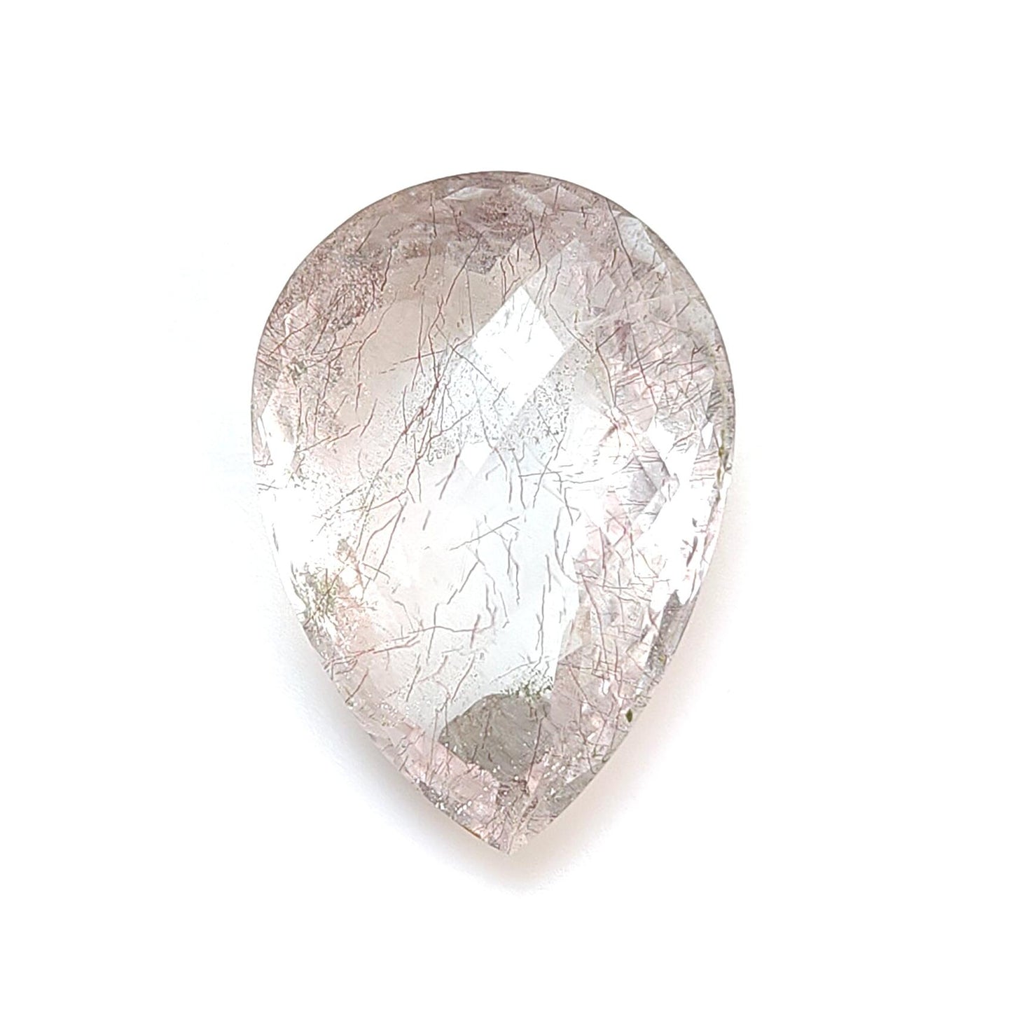 Rutile Amethyst Quartz Gemstone Checker Cut: Natural Untreated Amethyst Pear Shape Faceted 1pc for Jewelry February Birthstone