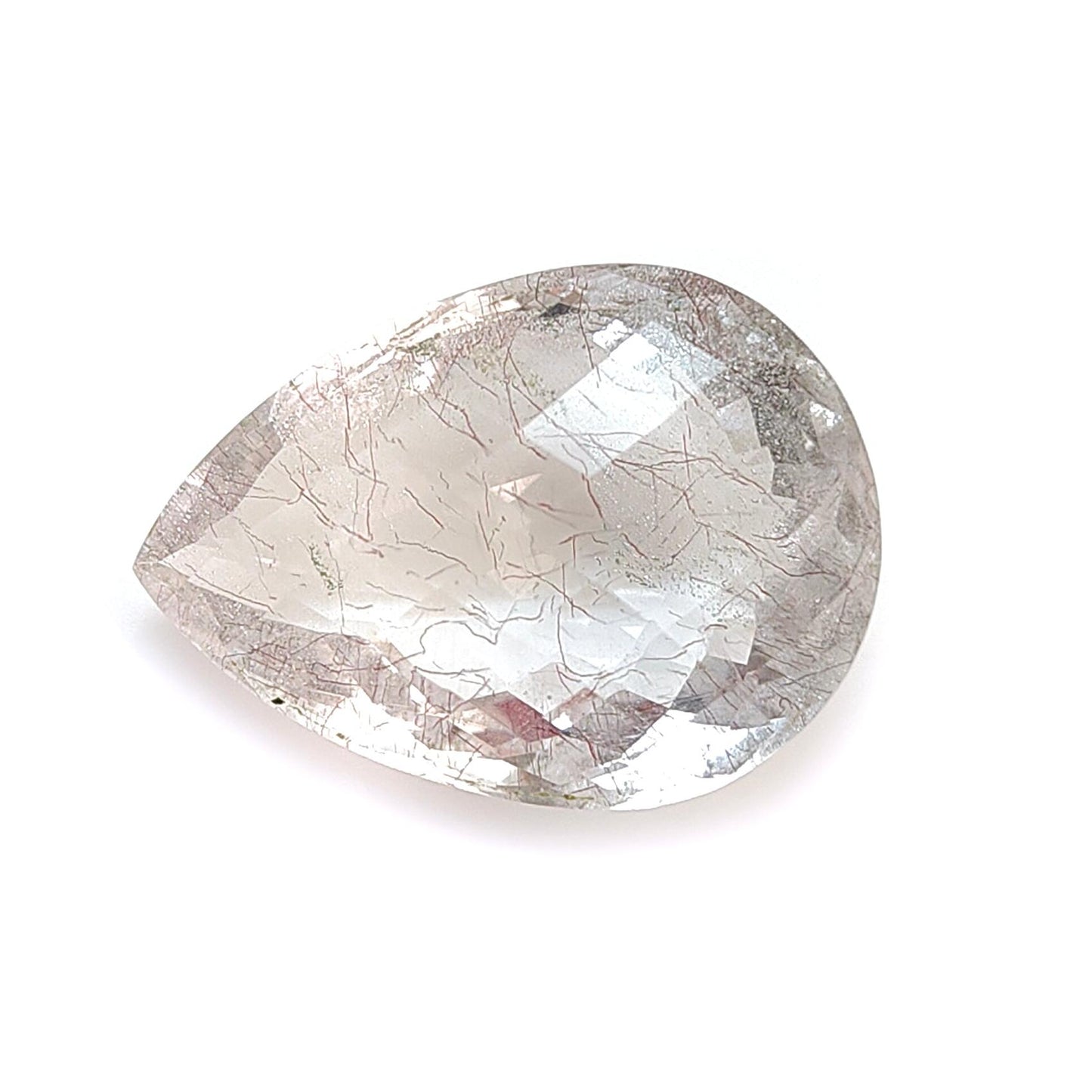 Rutile Amethyst Quartz Gemstone Checker Cut: Natural Untreated Amethyst Pear Shape Faceted 1pc for Jewelry February Birthstone