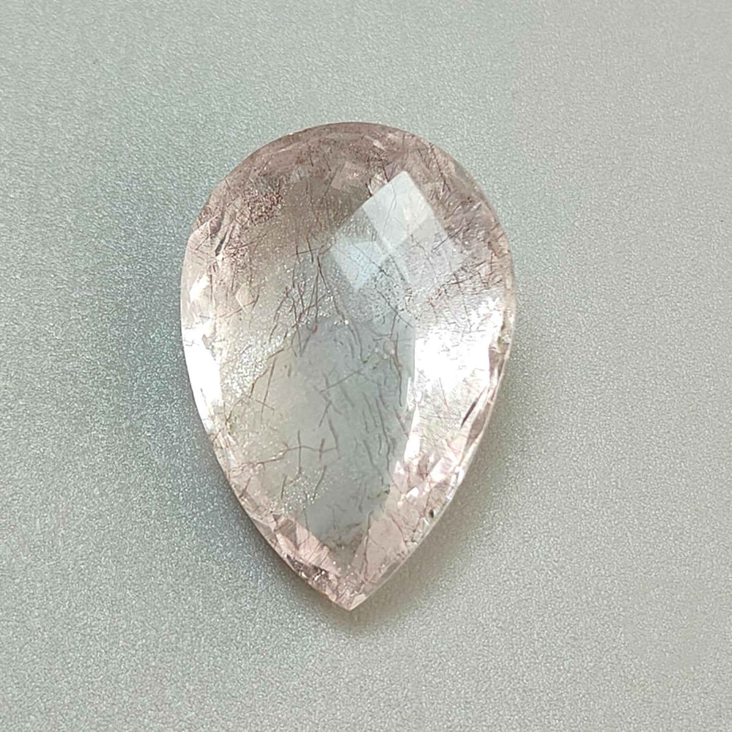 Rutile Amethyst Quartz Gemstone Checker Cut: Natural Untreated Amethyst Pear Shape Faceted 1pc for Jewelry February Birthstone
