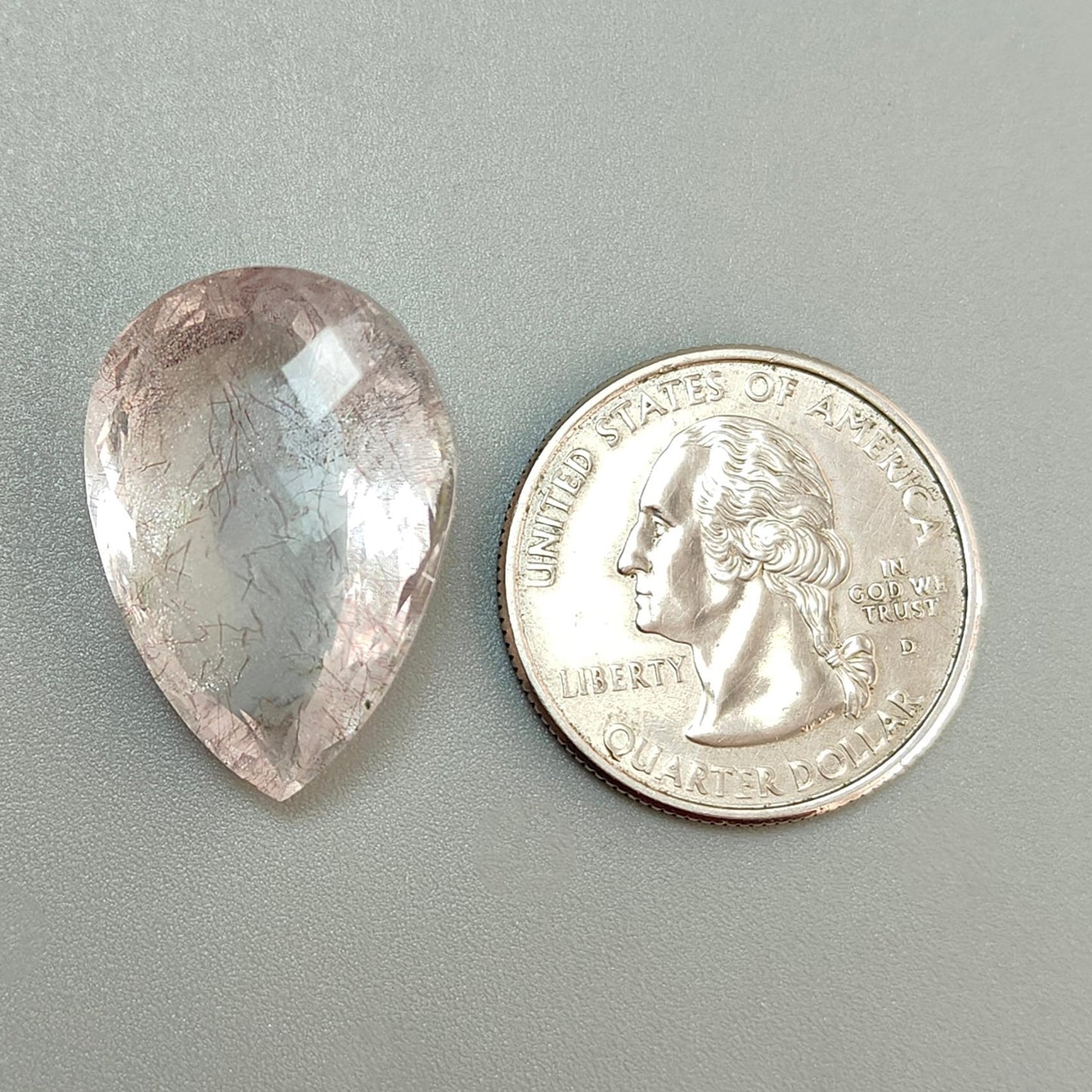 Rutile Amethyst Quartz Gemstone Checker Cut: Natural Untreated Amethyst Pear Shape Faceted 1pc for Jewelry February Birthstone