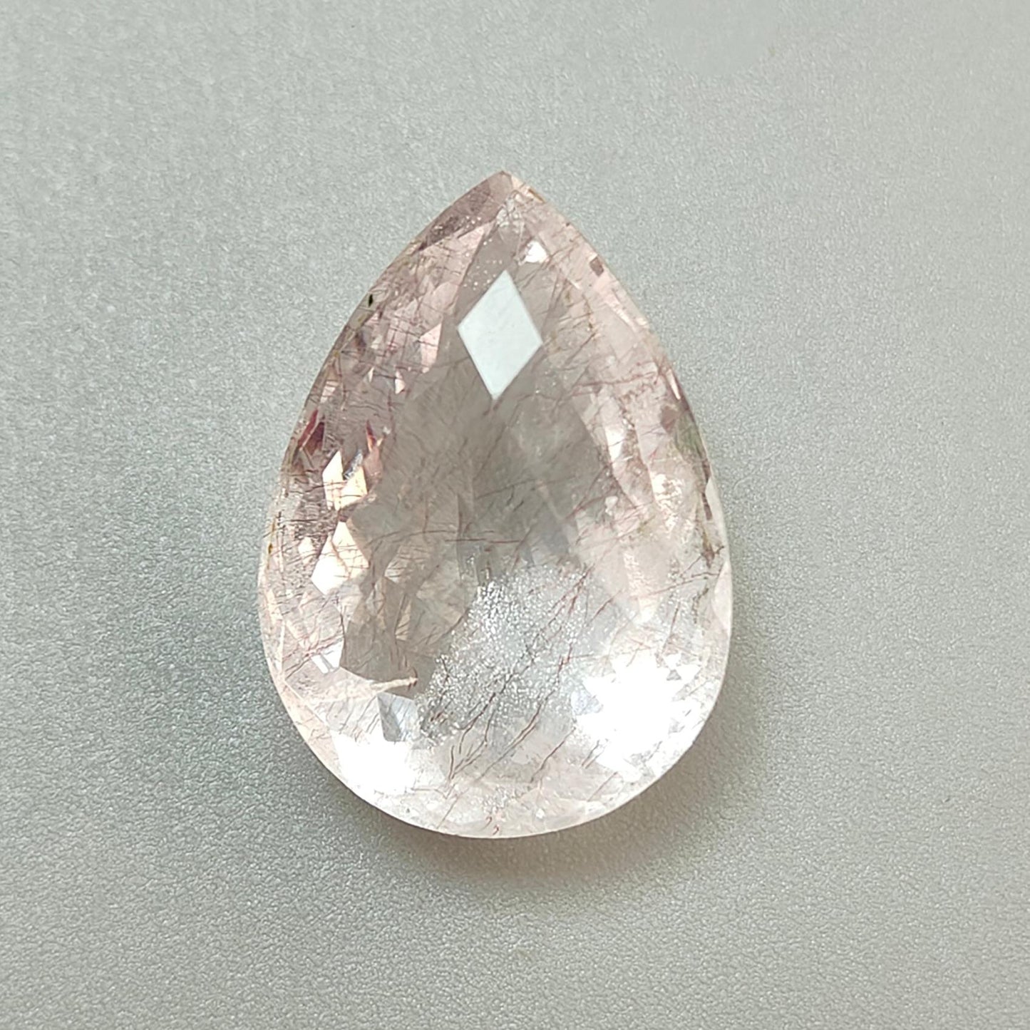 Rutile Amethyst Quartz Gemstone Checker Cut: Natural Untreated Amethyst Pear Shape Faceted 1pc for Jewelry February Birthstone