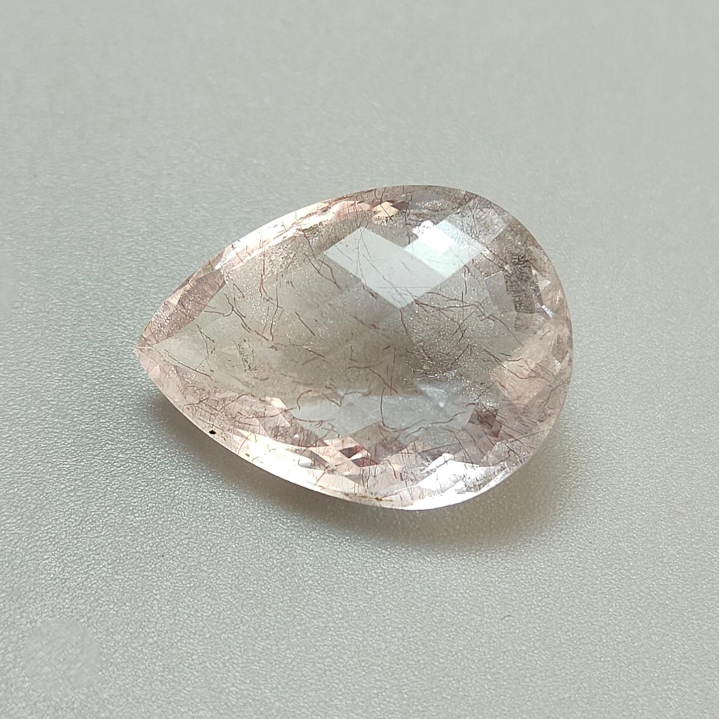 Rutile Amethyst Quartz Gemstone Checker Cut: Natural Untreated Amethyst Pear Shape Faceted 1pc for Jewelry February Birthstone