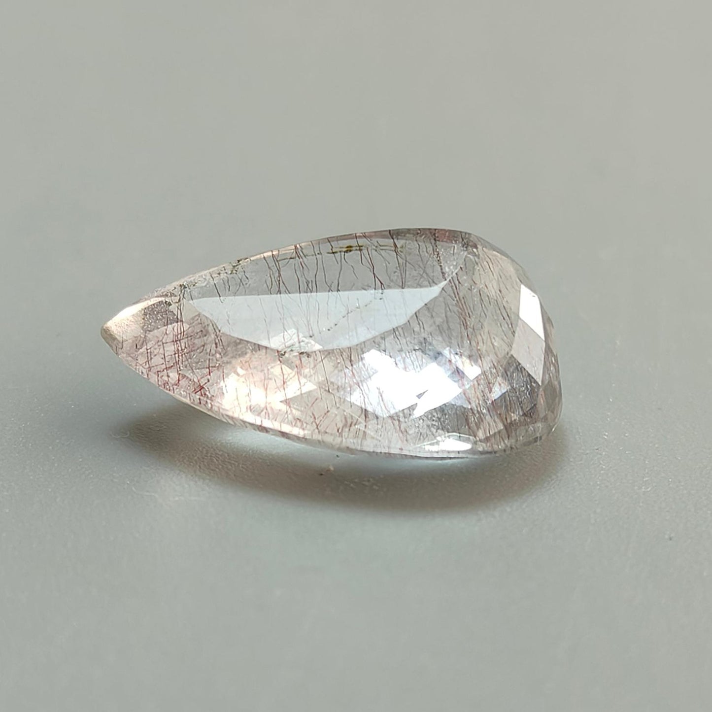 Rutile Amethyst Quartz Gemstone Checker Cut: Natural Untreated Amethyst Pear Shape Faceted 1pc for Jewelry February Birthstone