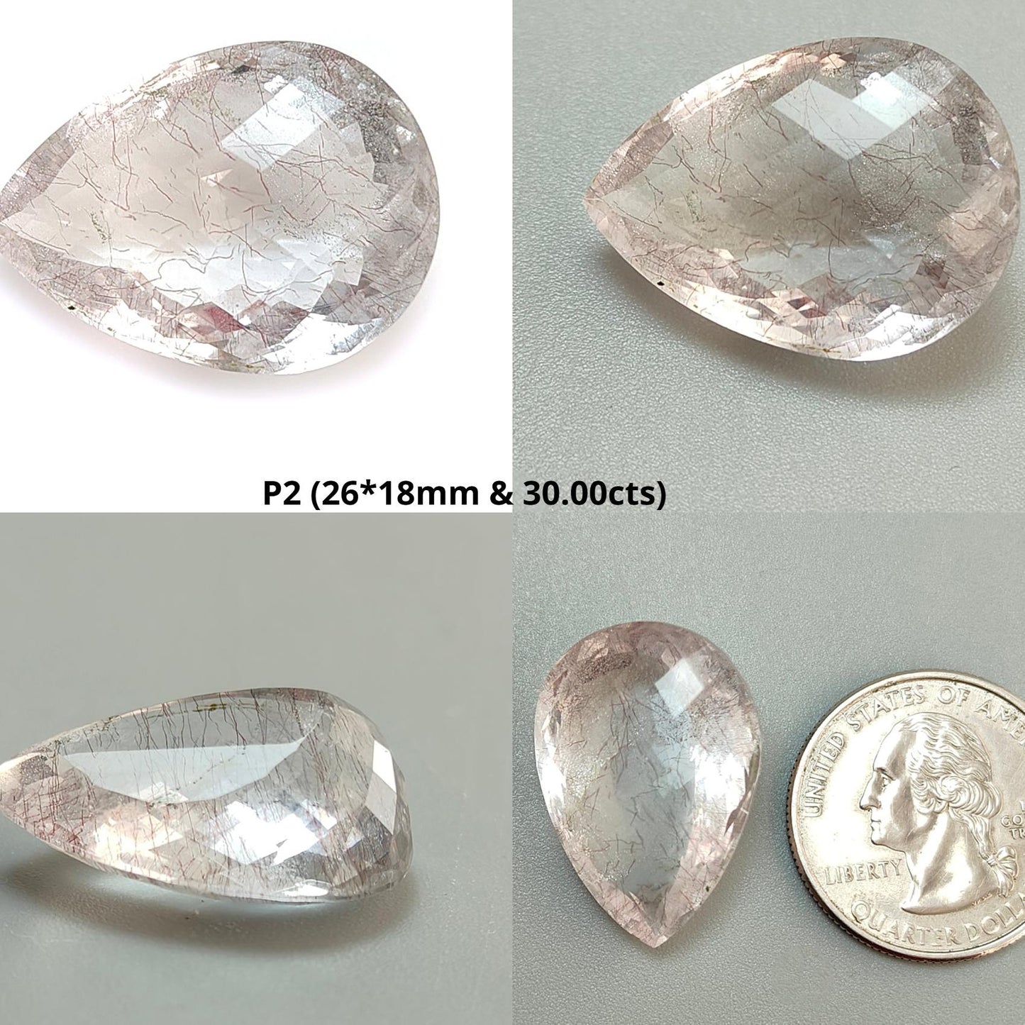 Rutile Amethyst Quartz Gemstone Checker Cut: Natural Untreated Amethyst Pear Shape Faceted 1pc for Jewelry February Birthstone