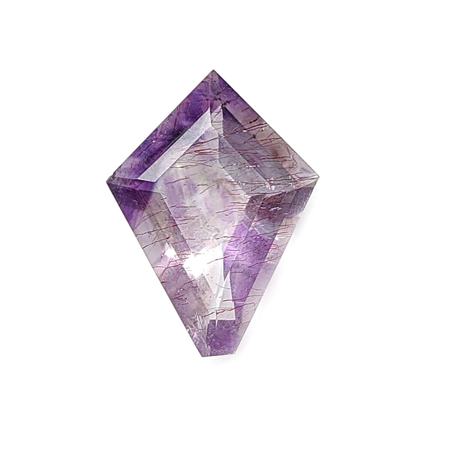 Rutile Amethyst Quartz Gemstone Faceted Cut: 11.60cts Natural Untreated Purple Amethyst Fancy Shape 22*16mm 1pc February Birthstone