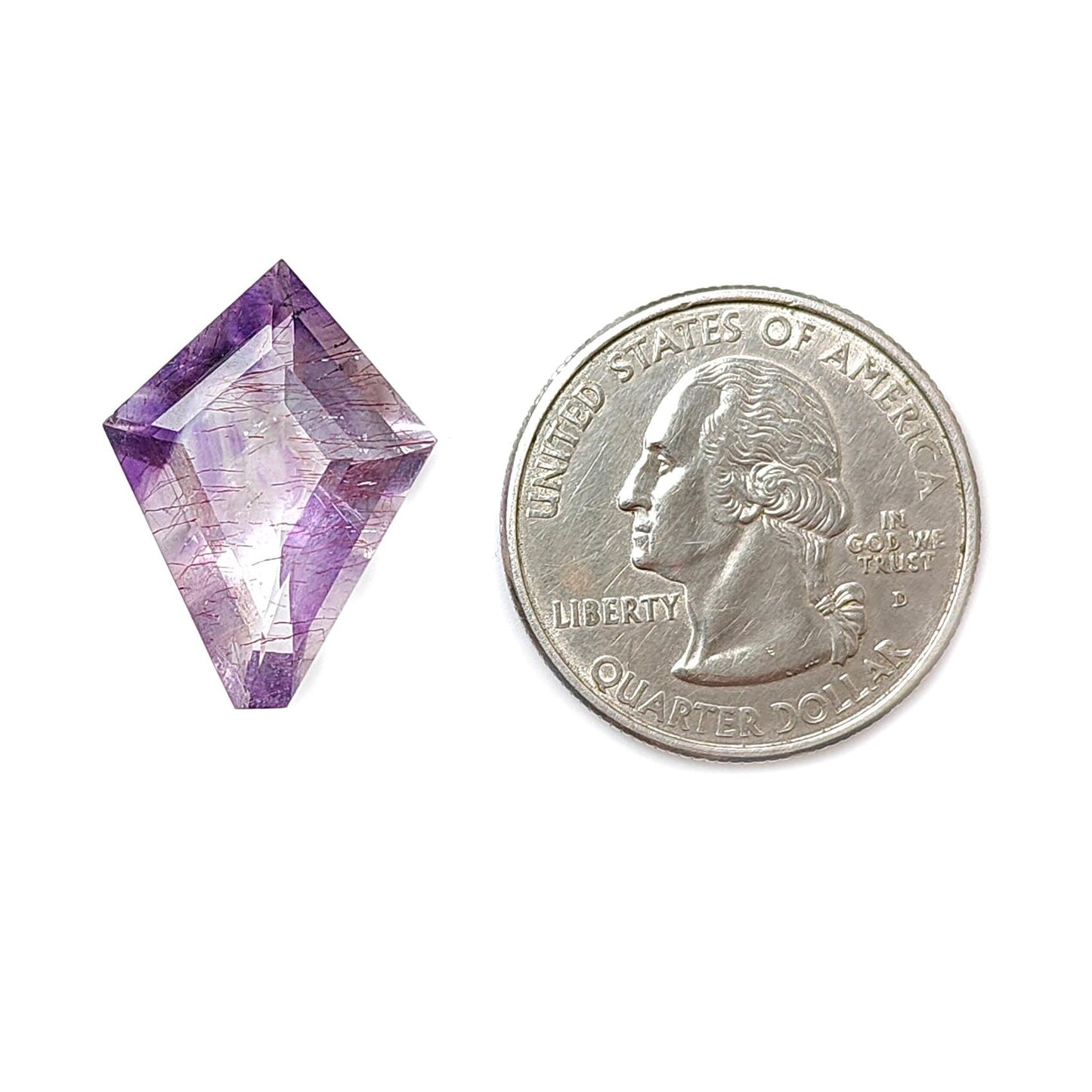 Rutile Amethyst Quartz Gemstone Faceted Cut: 11.60cts Natural Untreated Purple Amethyst Fancy Shape 22*16mm 1pc February Birthstone