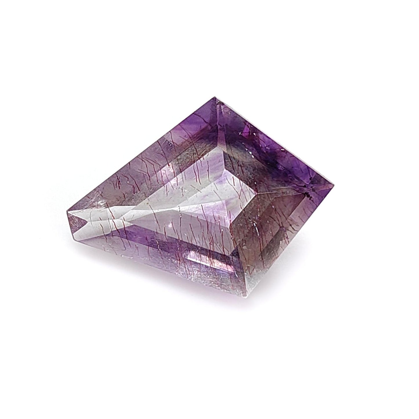 Rutile Amethyst Quartz Gemstone Faceted Cut: 11.60cts Natural Untreated Purple Amethyst Fancy Shape 22*16mm 1pc February Birthstone