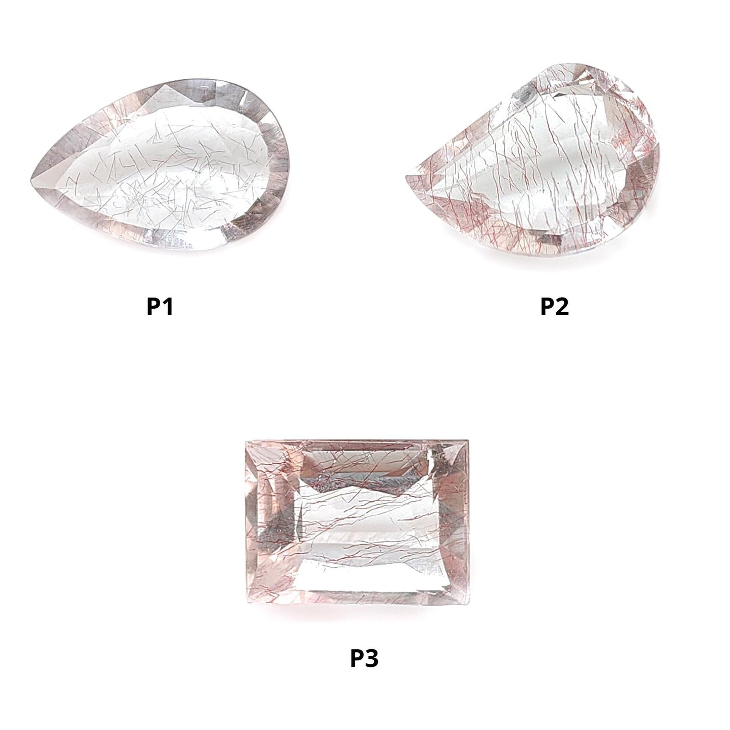 Rutile Amethyst Quartz Gemstone Faceted Cut: Natural Untreated Amethyst Pear, Baguette Shape 1pc for Jewelry February Birthstone