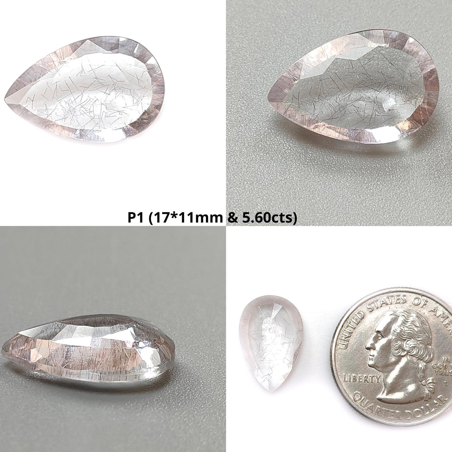 Rutile Amethyst Quartz Gemstone Faceted Cut: Natural Untreated Amethyst Pear, Baguette Shape 1pc for Jewelry February Birthstone