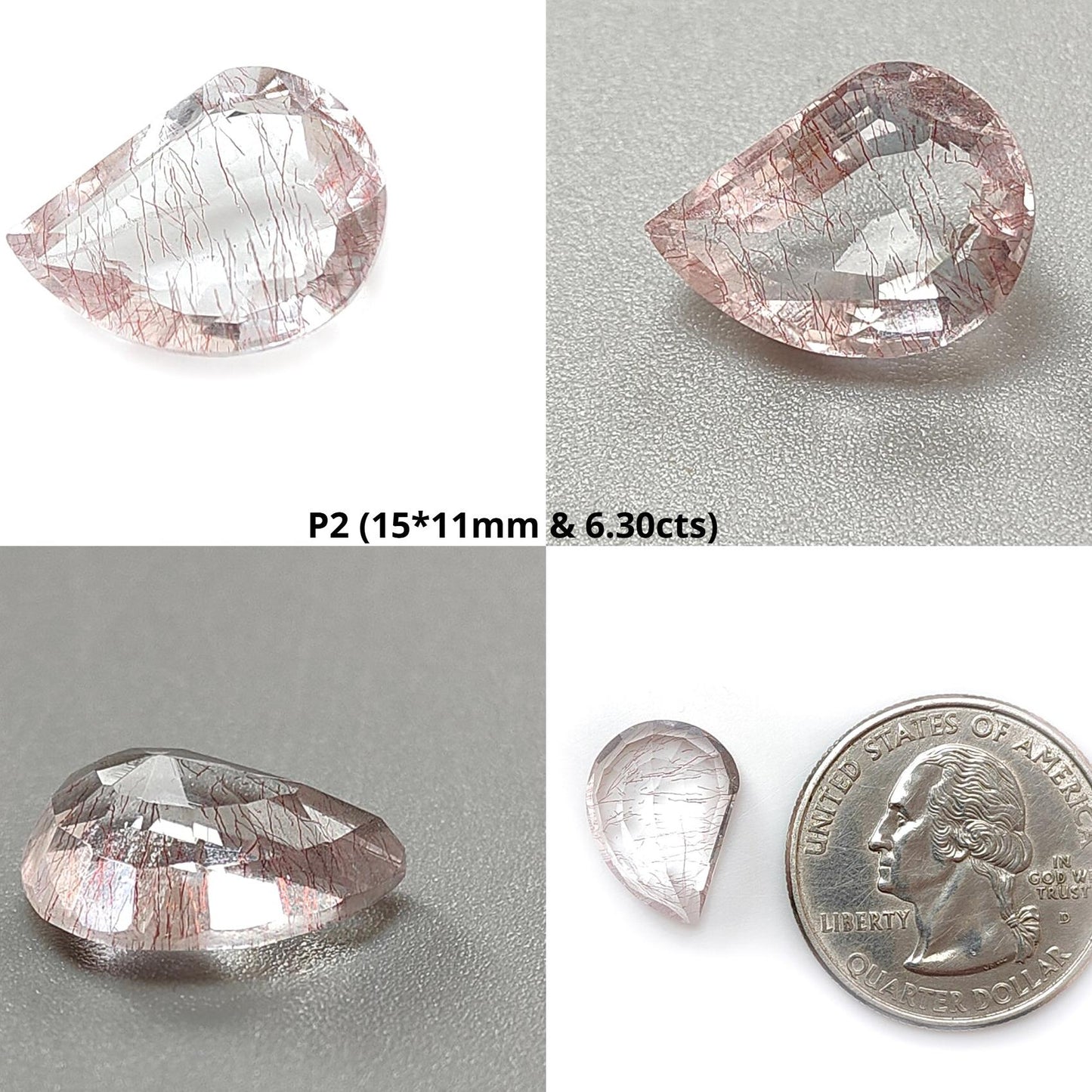 Rutile Amethyst Quartz Gemstone Faceted Cut: Natural Untreated Amethyst Pear, Baguette Shape 1pc for Jewelry February Birthstone
