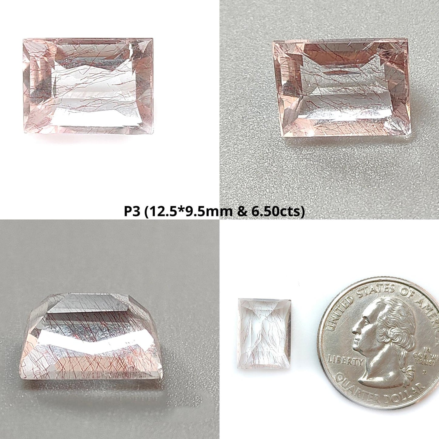 Rutile Amethyst Quartz Gemstone Faceted Cut: Natural Untreated Amethyst Pear, Baguette Shape 1pc for Jewelry February Birthstone