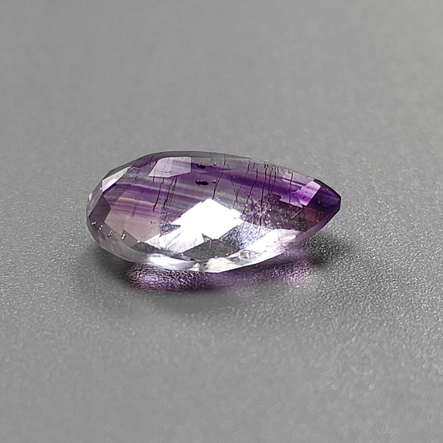 Rutile Amethyst Quartz Gemstone Faceted Cut: Natural Untreated Purple Amethyst Pear, Baguette Shape 1pc for Jewelry February Birthstone