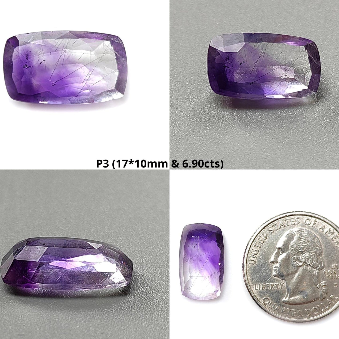 Rutile Amethyst Quartz Gemstone Faceted Cut: Natural Untreated Purple Amethyst Pear, Baguette Shape 1pc for Jewelry February Birthstone