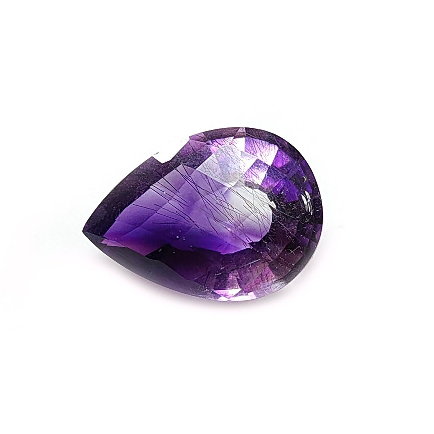 Rutile Amethyst Quartz Gemstone Faceted Cut: Natural Untreated Purple Amethyst Pear, Baguette Shape 1pc for Jewelry February Birthstone