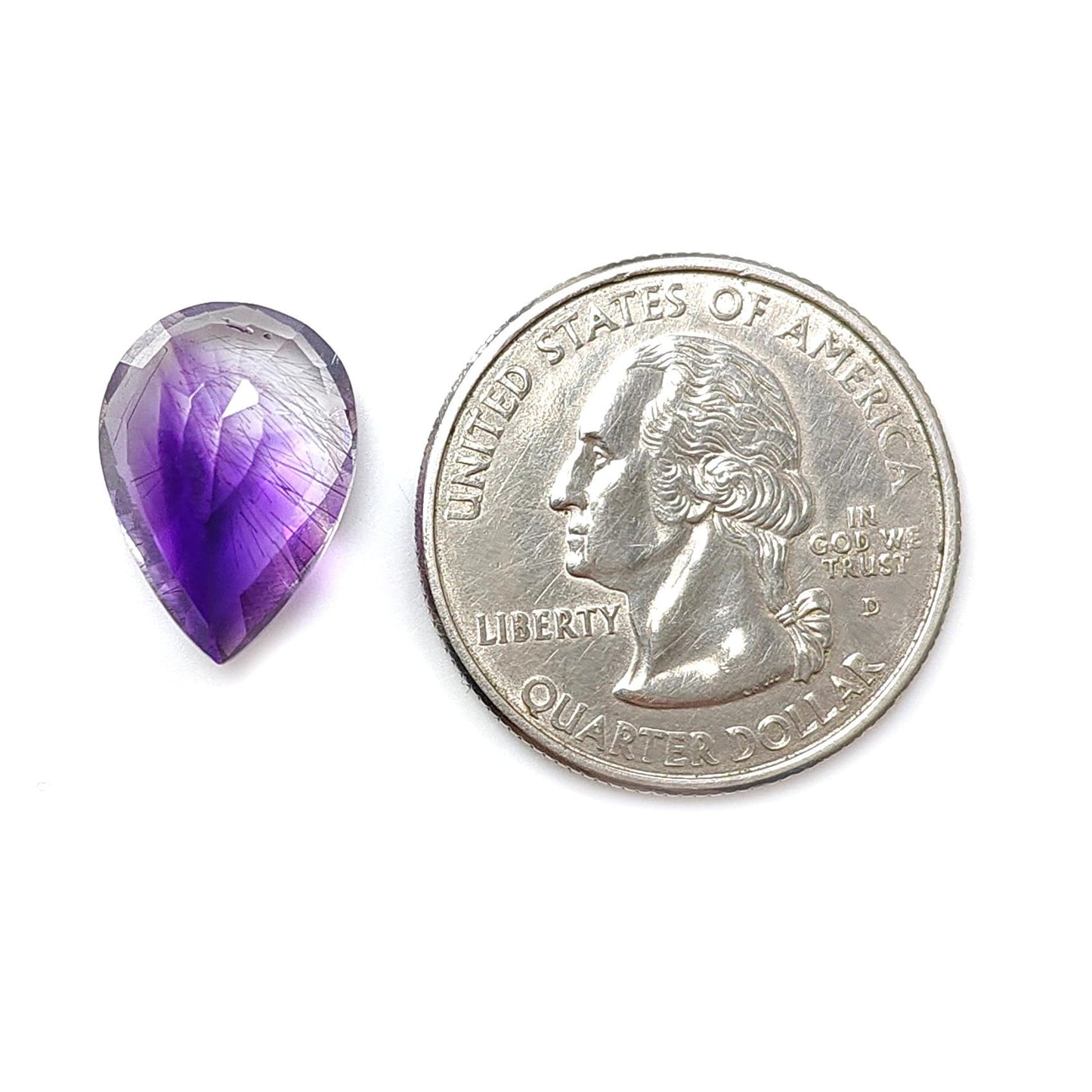 Rutile Amethyst Quartz Gemstone Faceted Cut: Natural Untreated Purple Amethyst Pear, Baguette Shape 1pc for Jewelry February Birthstone