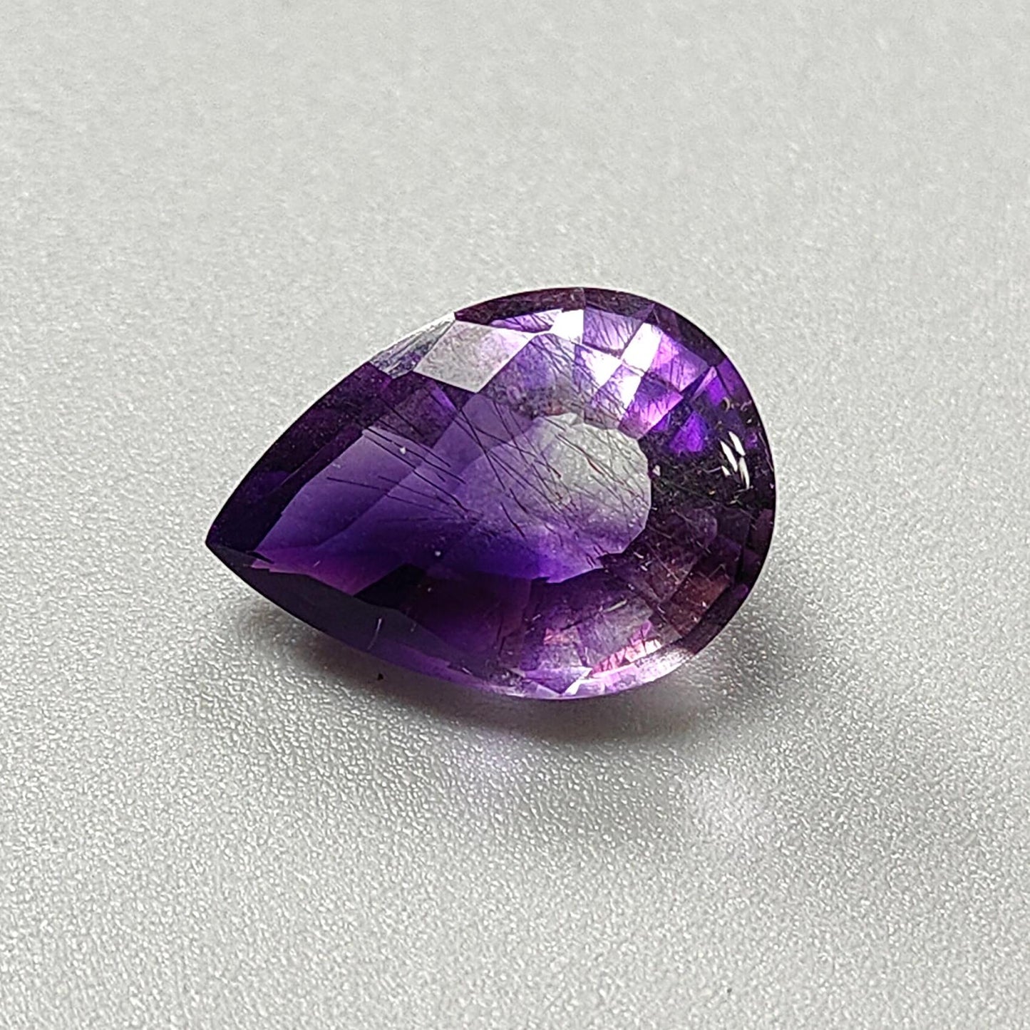 Rutile Amethyst Quartz Gemstone Faceted Cut: Natural Untreated Purple Amethyst Pear, Baguette Shape 1pc for Jewelry February Birthstone