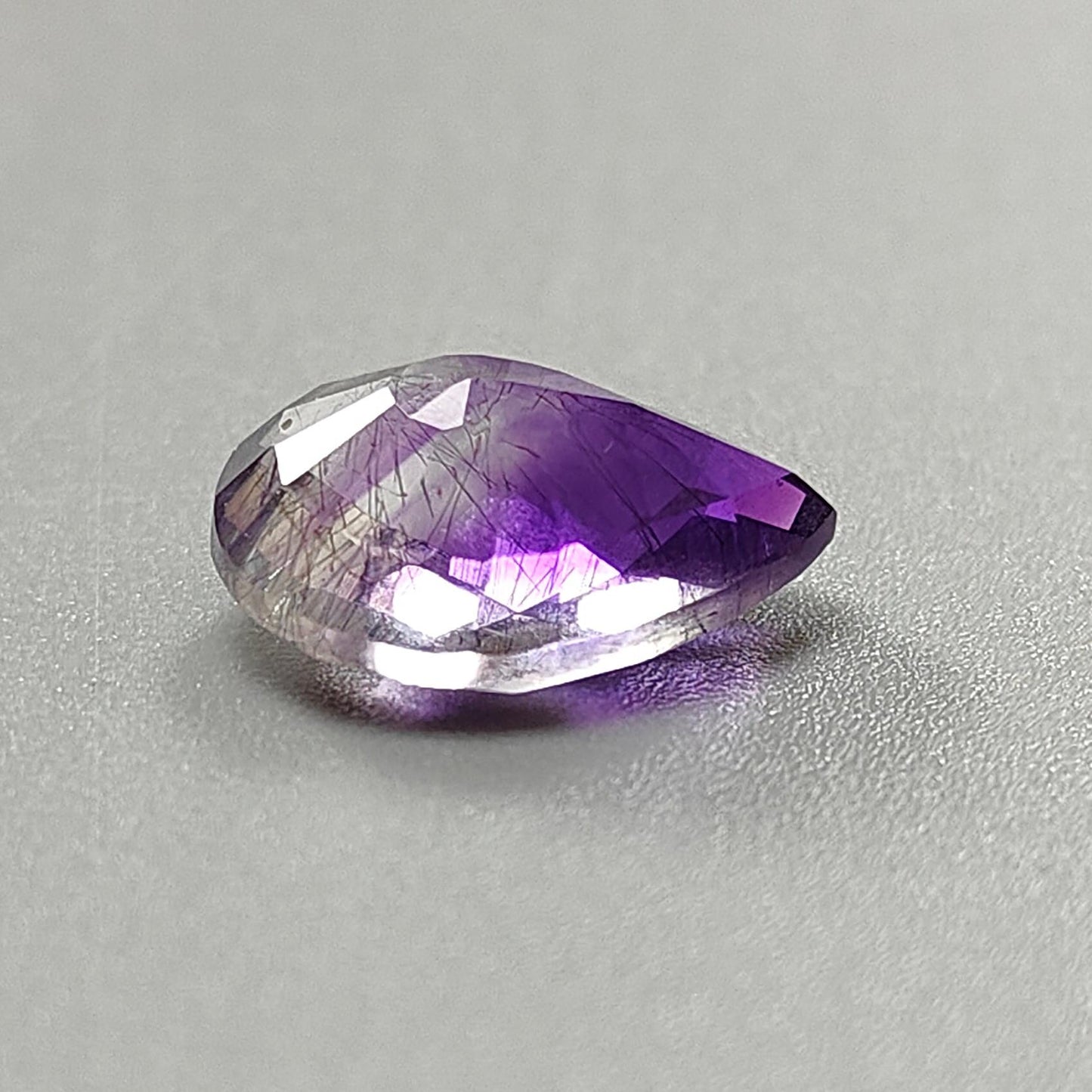 Rutile Amethyst Quartz Gemstone Faceted Cut: Natural Untreated Purple Amethyst Pear, Baguette Shape 1pc for Jewelry February Birthstone