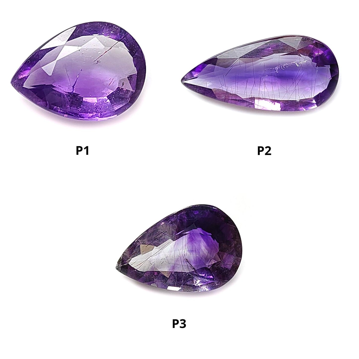 Rutile Amethyst Quartz Gemstone Faceted Cut: Natural Untreated Purple Amethyst Pear Shape 1pc for Jewelry February Birthstone
