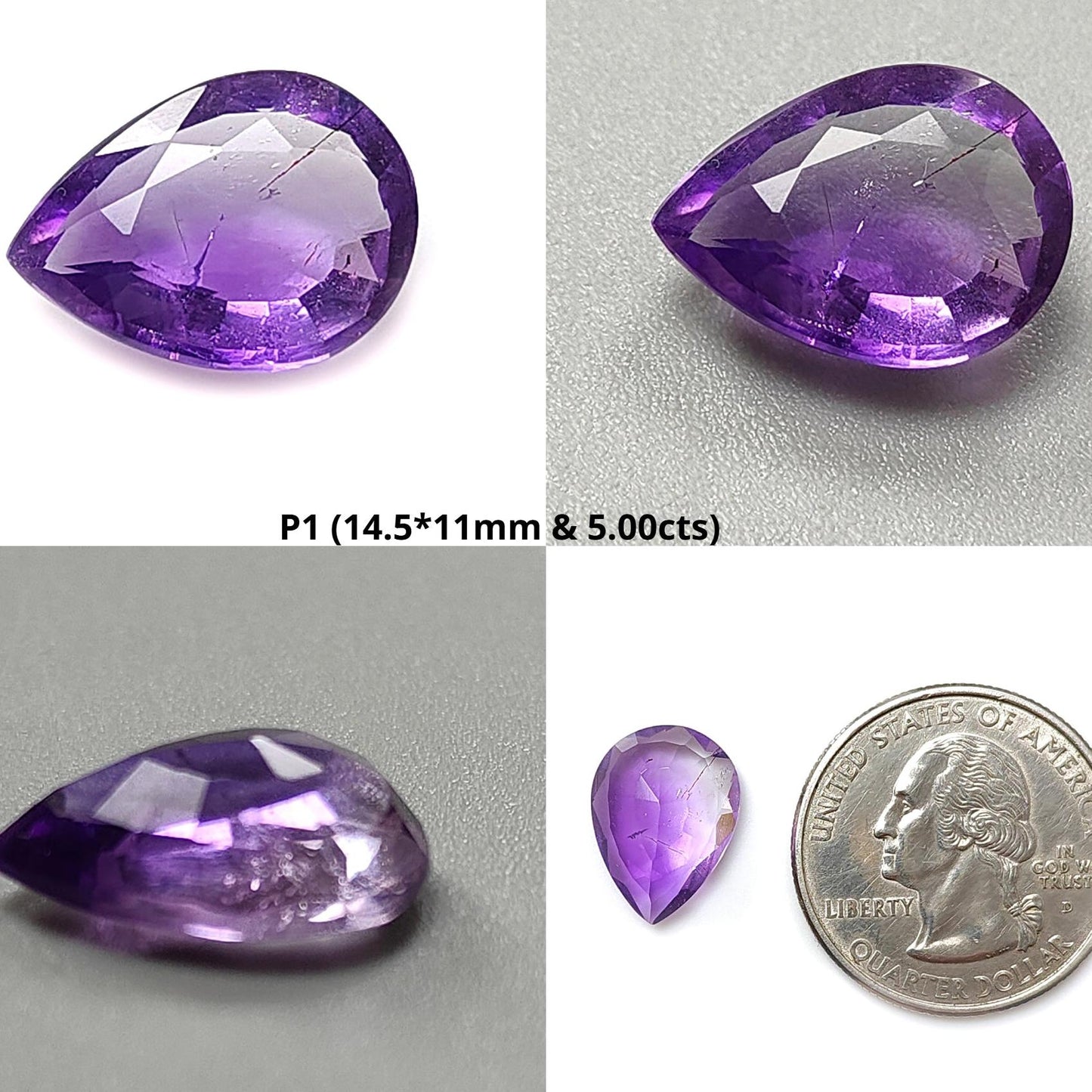 Rutile Amethyst Quartz Gemstone Faceted Cut: Natural Untreated Purple Amethyst Pear Shape 1pc for Jewelry February Birthstone