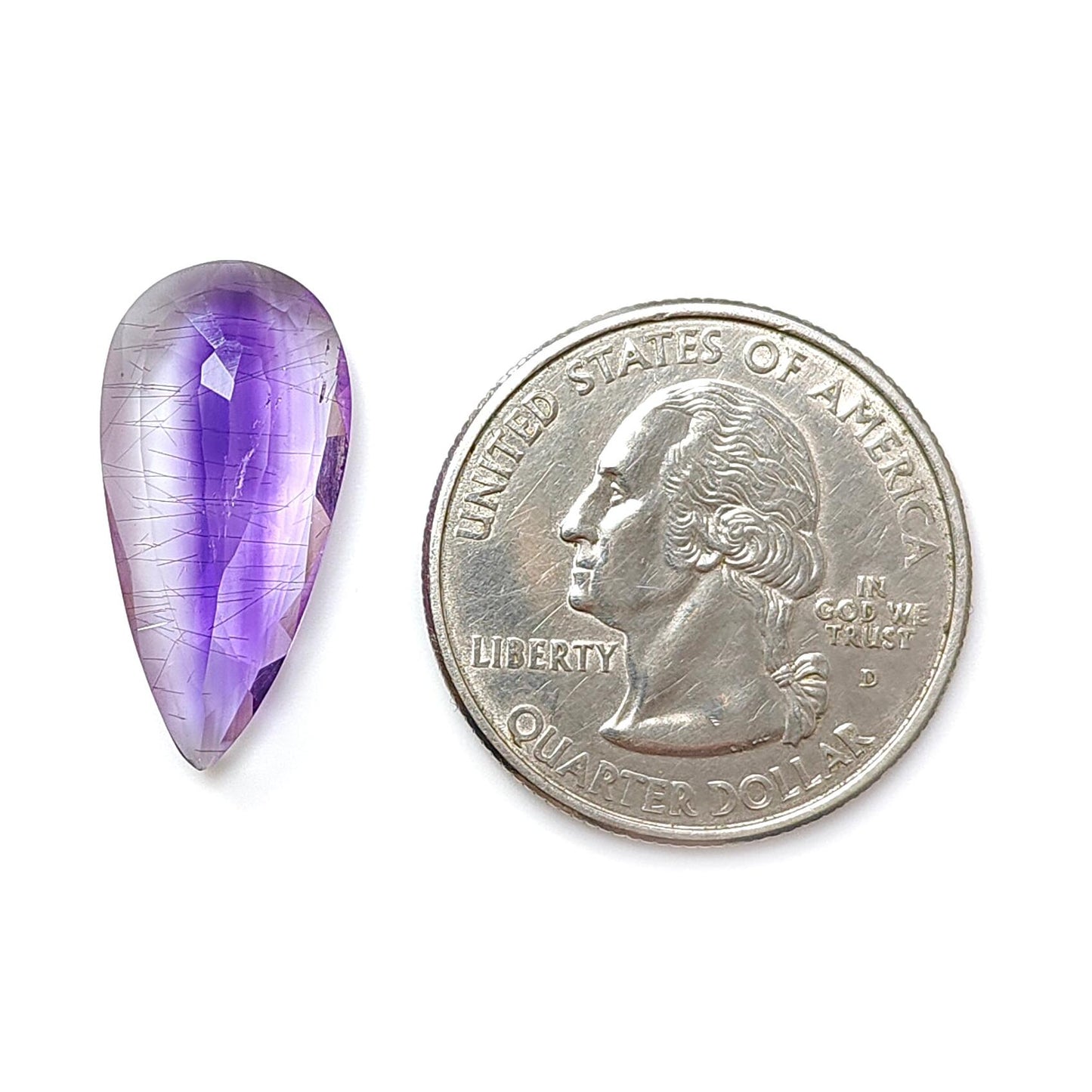 Rutile Amethyst Quartz Gemstone Faceted Cut: Natural Untreated Purple Amethyst Pear Shape 1pc for Jewelry February Birthstone