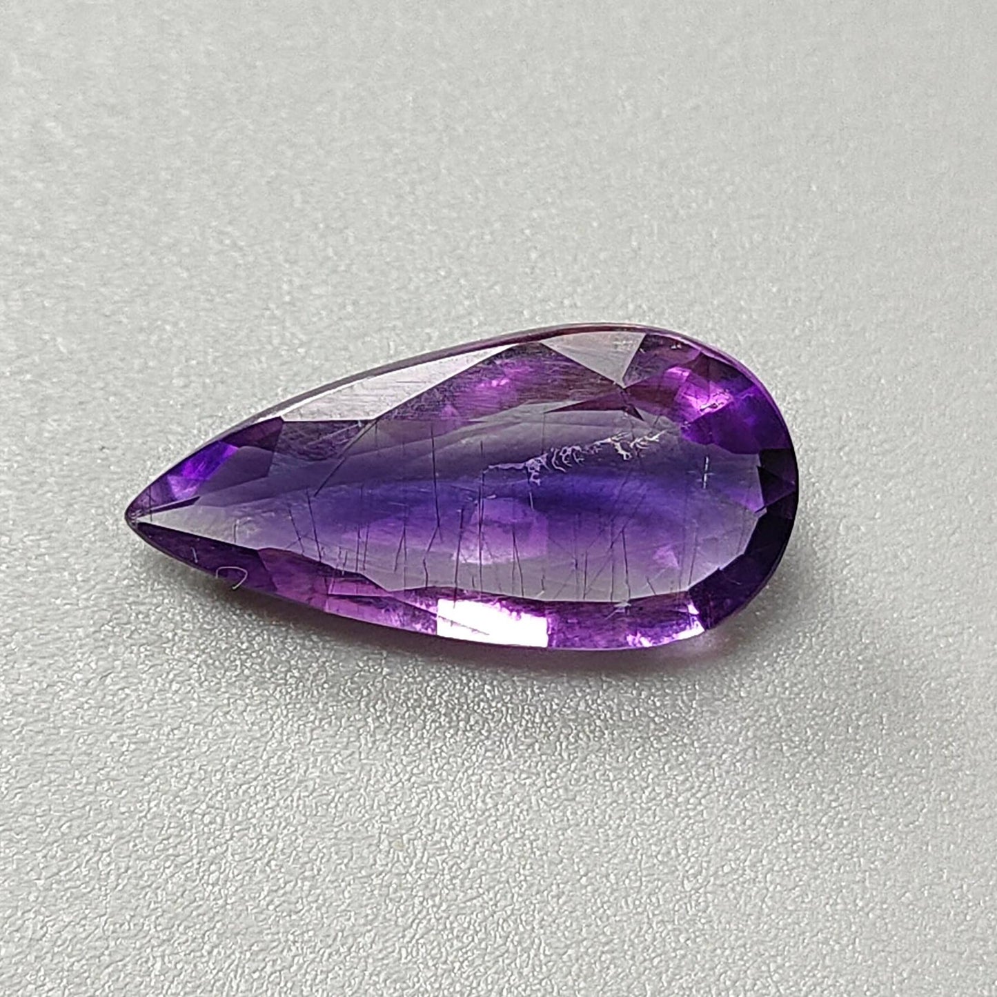 Rutile Amethyst Quartz Gemstone Faceted Cut: Natural Untreated Purple Amethyst Pear Shape 1pc for Jewelry February Birthstone