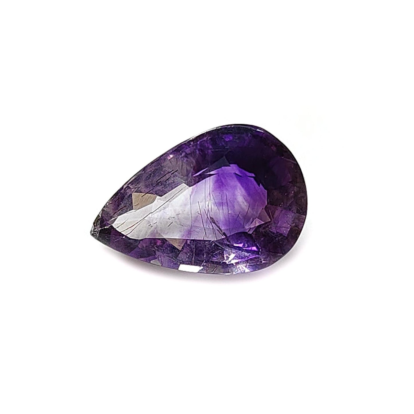 Rutile Amethyst Quartz Gemstone Faceted Cut: Natural Untreated Purple Amethyst Pear Shape 1pc for Jewelry February Birthstone