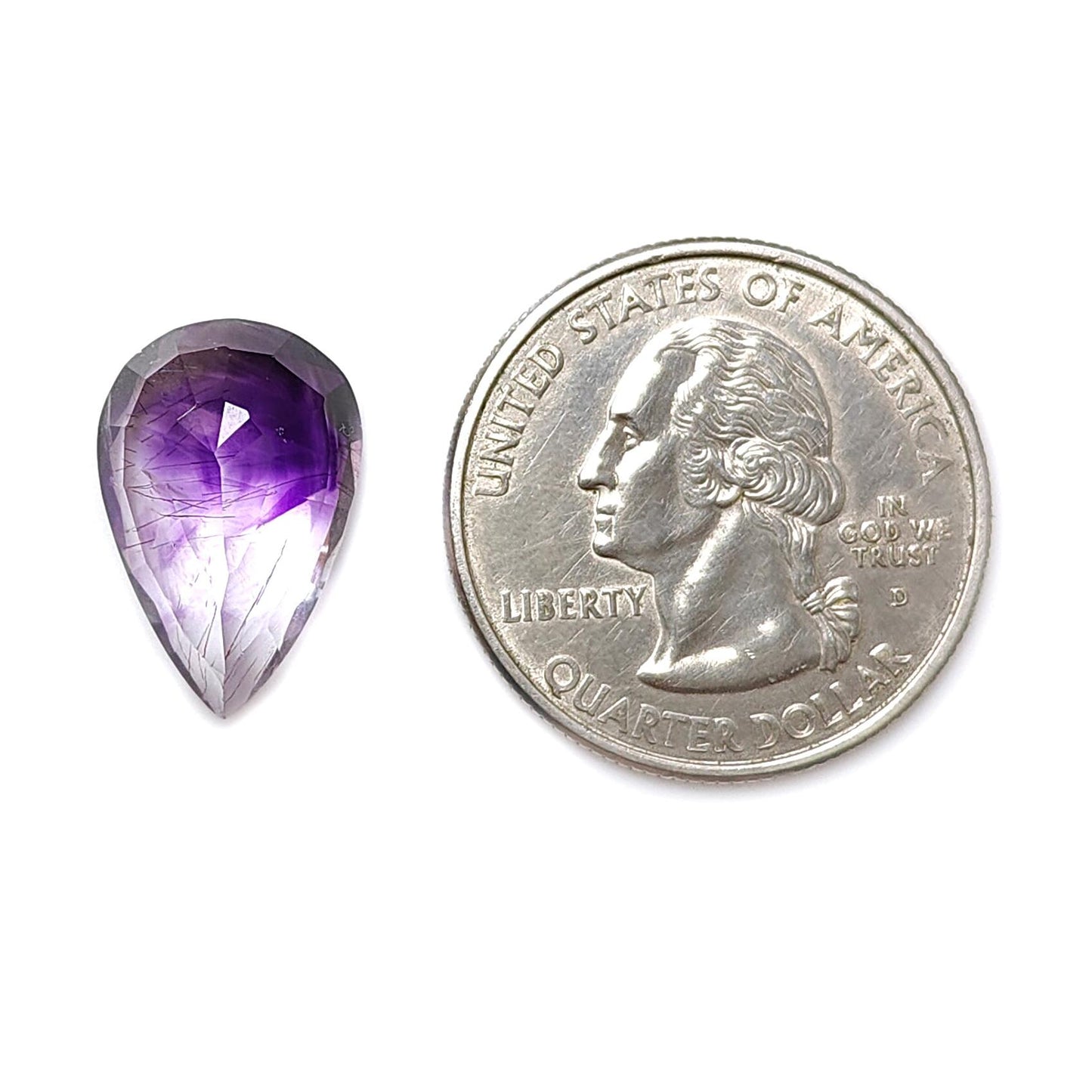 Rutile Amethyst Quartz Gemstone Faceted Cut: Natural Untreated Purple Amethyst Pear Shape 1pc for Jewelry February Birthstone
