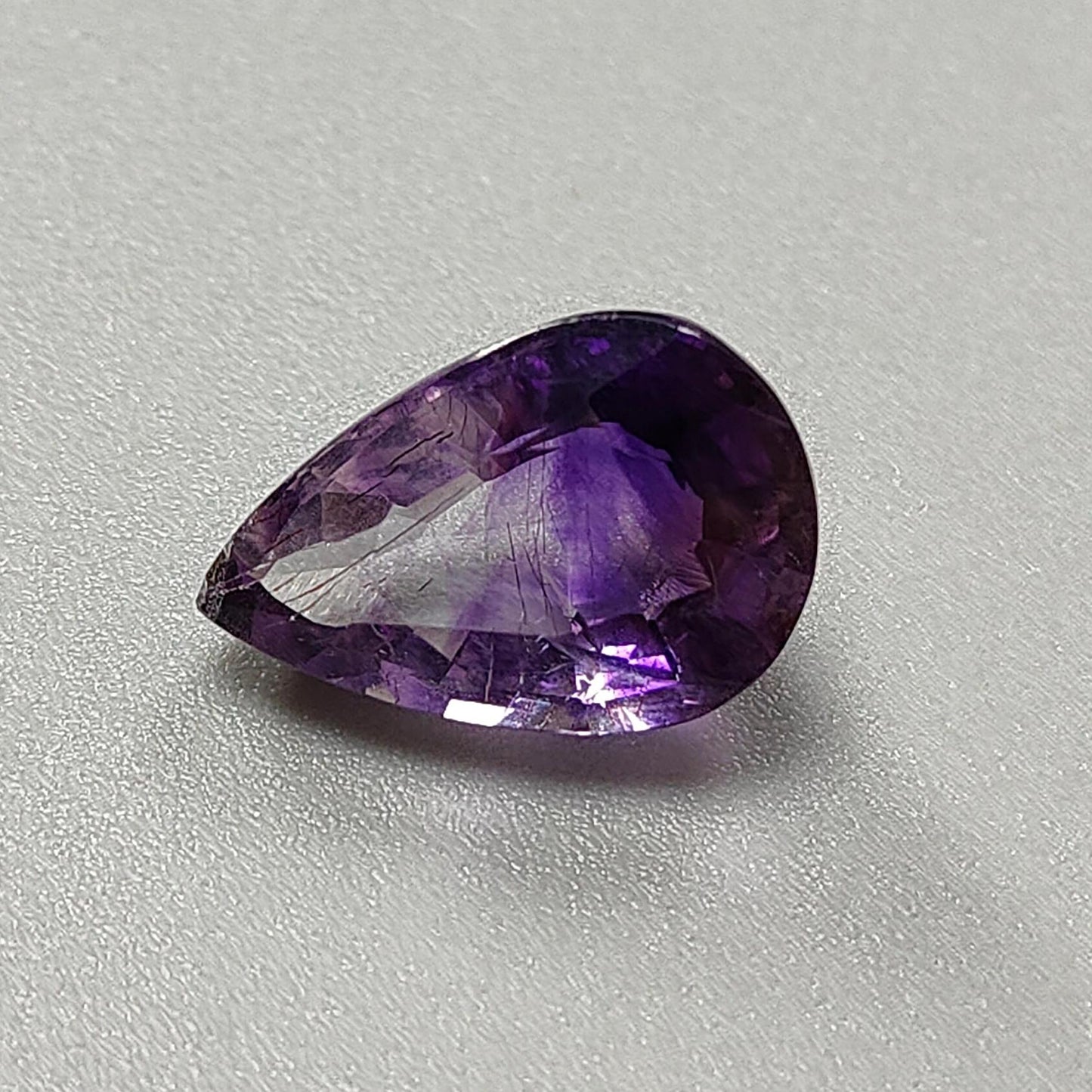 Rutile Amethyst Quartz Gemstone Faceted Cut: Natural Untreated Purple Amethyst Pear Shape 1pc for Jewelry February Birthstone
