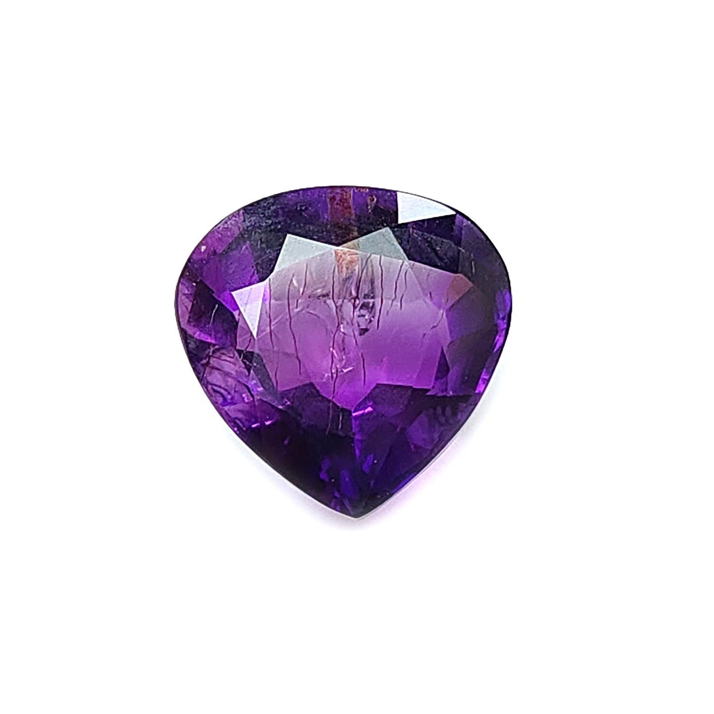 Rutile Amethyst Quartz Gemstone Faceted Cut: Natural Untreated Purple Amethyst Heart, Pear Shape 1pc for Jewelry February Birthstone