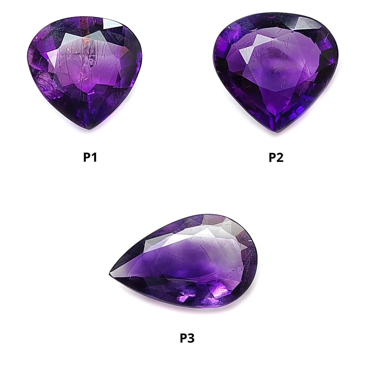 Rutile Amethyst Quartz Gemstone Faceted Cut: Natural Untreated Purple Amethyst Heart, Pear Shape 1pc for Jewelry February Birthstone