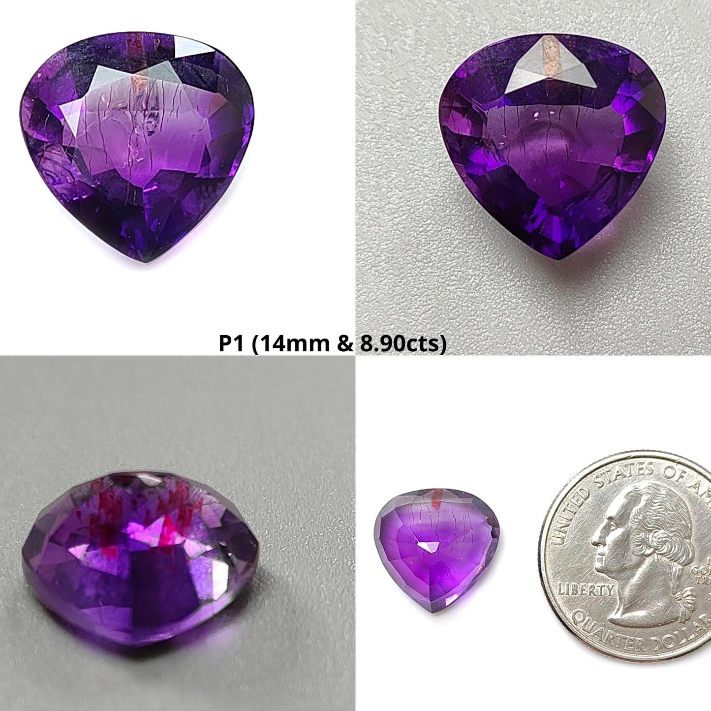 Rutile Amethyst Quartz Gemstone Faceted Cut: Natural Untreated Purple Amethyst Heart, Pear Shape 1pc for Jewelry February Birthstone