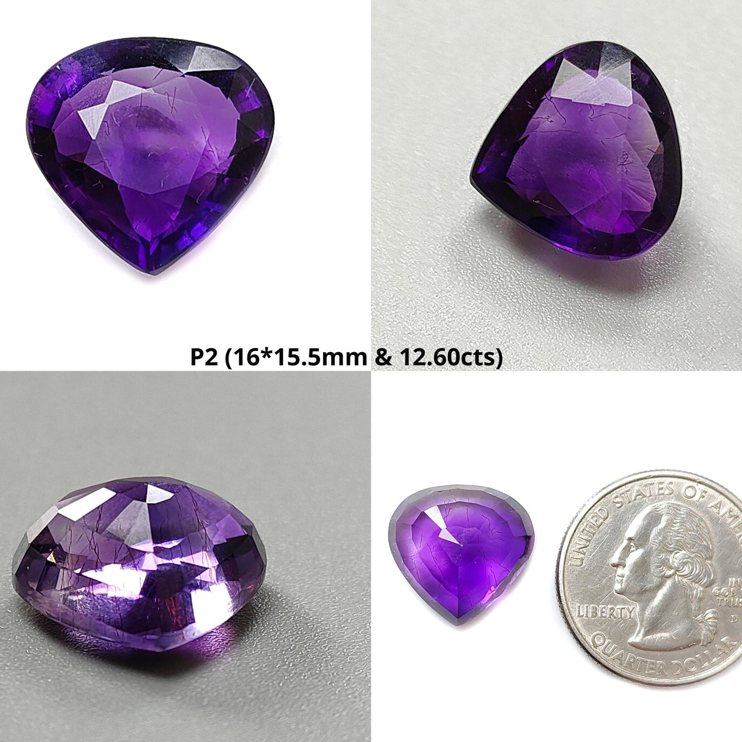 Rutile Amethyst Quartz Gemstone Faceted Cut: Natural Untreated Purple Amethyst Heart, Pear Shape 1pc for Jewelry February Birthstone