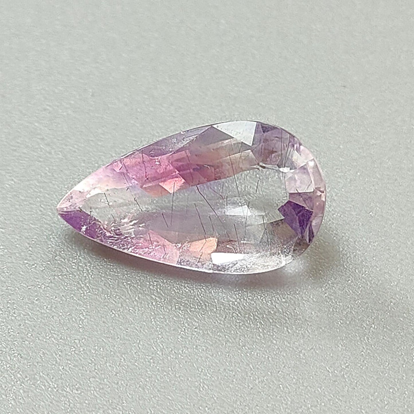 Rutile Amethyst Quartz Gemstone Faceted Cut: Natural Untreated Purple Amethyst Pear, Baguette Shape 1pc for Jewelry February Birthstone