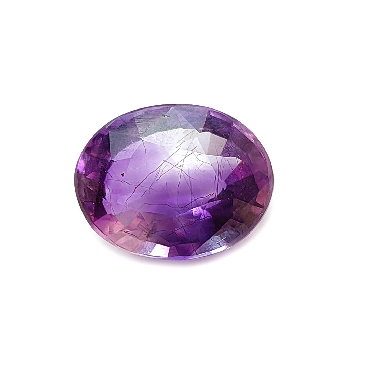 Rutile Amethyst Quartz Gemstone Faceted Cut: Natural Untreated Purple Amethyst Oval Shape 1pc for Jewelry February Birthstone