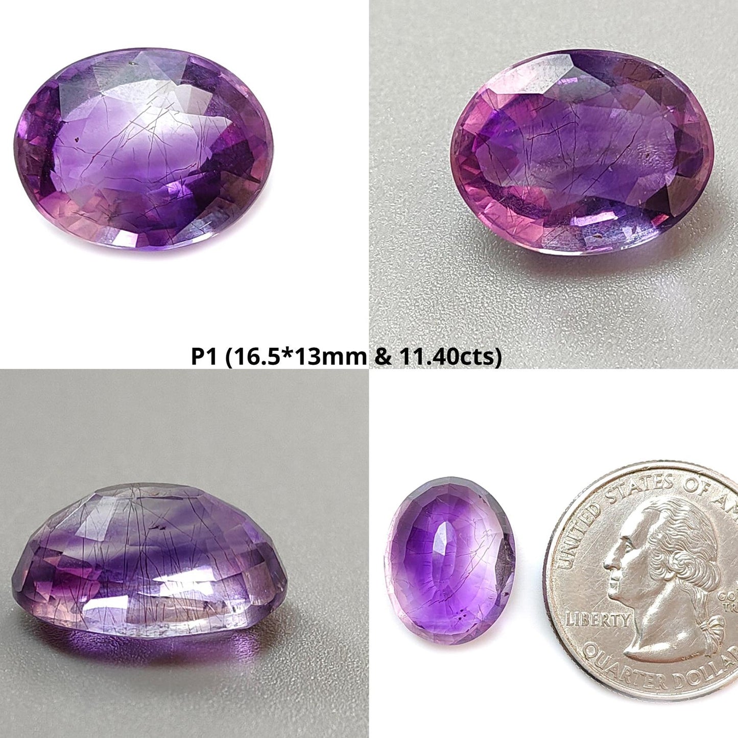 Rutile Amethyst Quartz Gemstone Faceted Cut: Natural Untreated Purple Amethyst Oval Shape 1pc for Jewelry February Birthstone