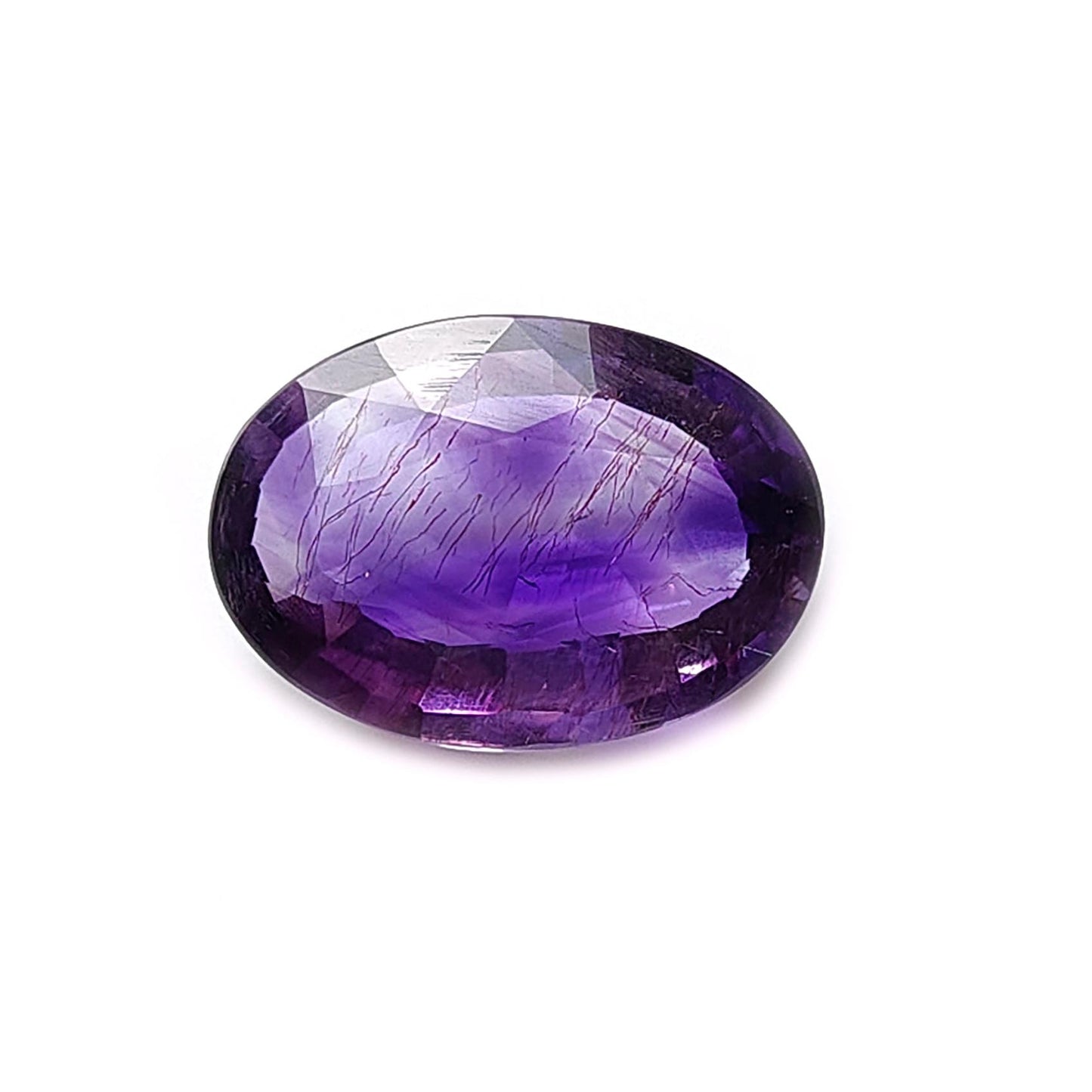 Rutile Amethyst Quartz Gemstone Faceted Cut: Natural Untreated Purple Amethyst Oval Shape 1pc for Jewelry February Birthstone