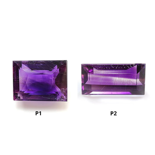 Rutile Amethyst Quartz Gemstone Faceted Cut: Natural Untreated Purple Amethyst Baguette Shape 1pc for Jewelry February Birthstone