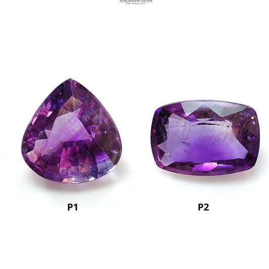 Rutile Amethyst Quartz Gemstone Faceted Cut: Natural Untreated Purple Amethyst Heart, Cushion Shape 1pc for Jewelry February Birthstone