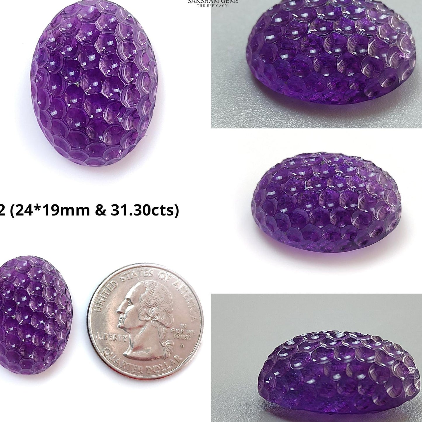 Citrine & Amethyst Quartz Gemstone Carving: Natural Untreated Unheated Yellow Citrine Purple Amethyst Hand Carved Oval Shape 1pc For Jewelry