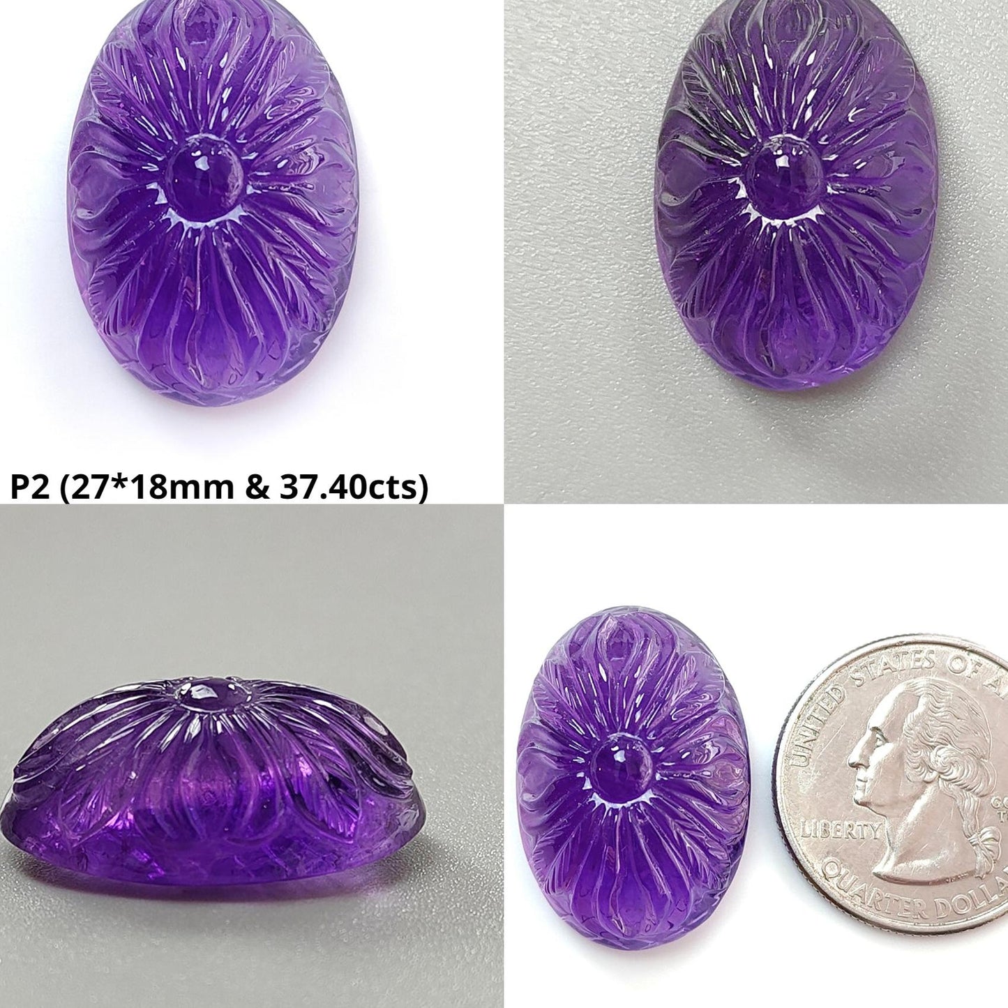 Citrine & Amethyst Quartz Gemstone Carving: Natural Untreated Unheated Yellow Citrine Purple Amethyst Hand Carved Oval Shape 1pc For Jewelry