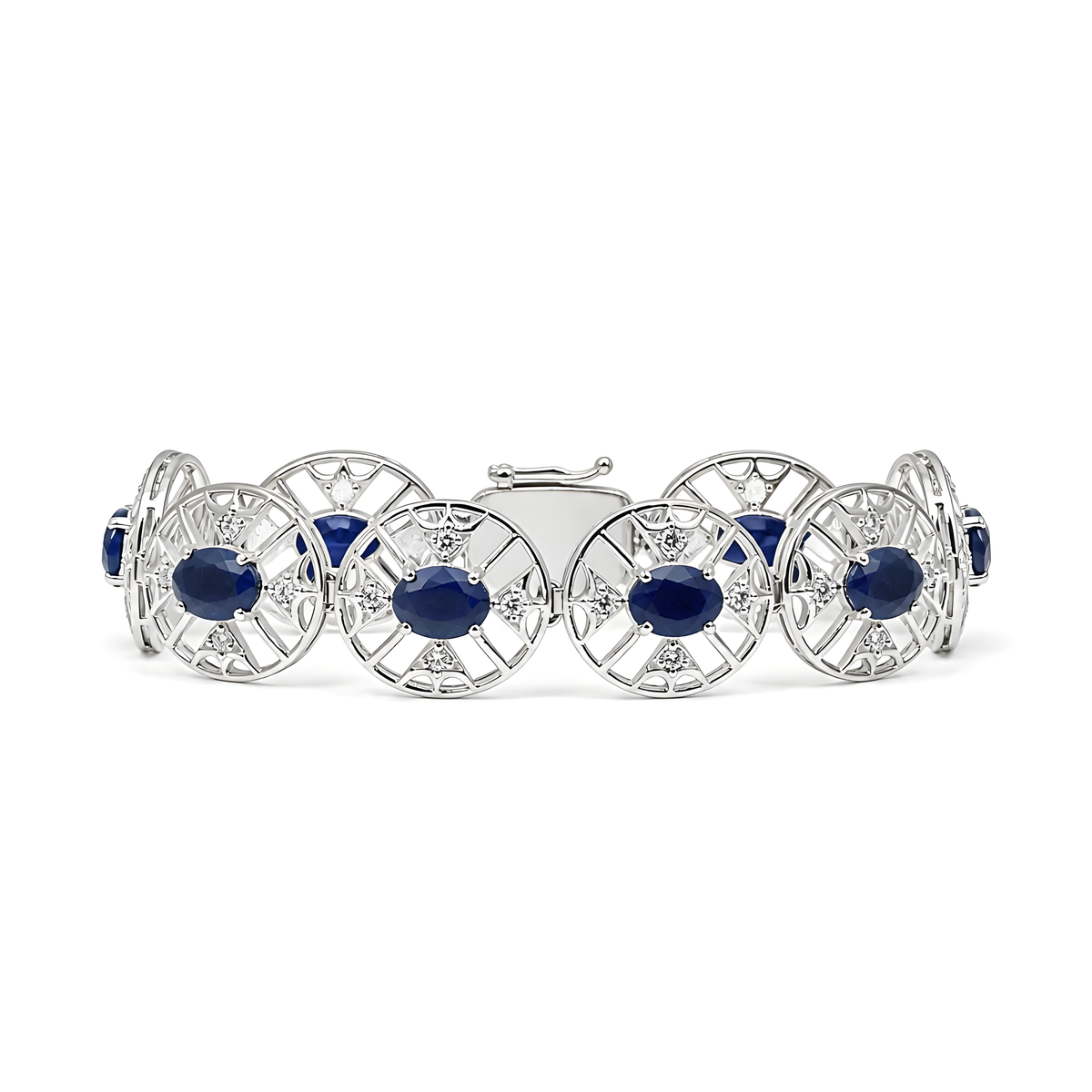 Sapphire Gemstone CZ 925 Silver Bracelet