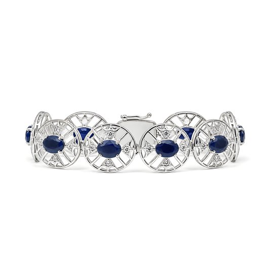 Sapphire Gemstone CZ 925 Silver Bracelet