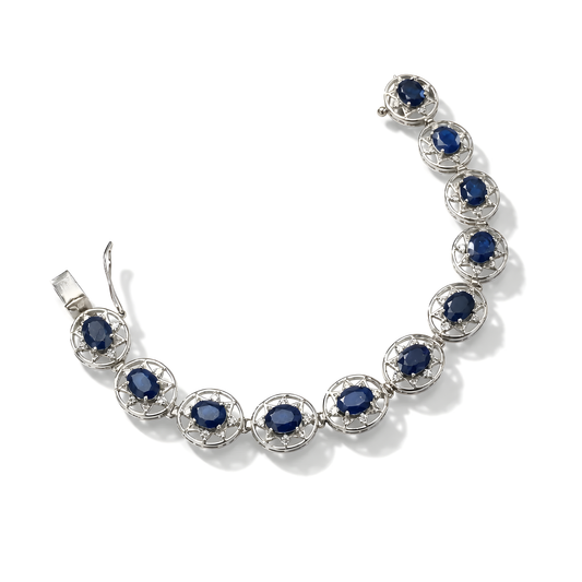 blue sapphire gemstone cz 925 silver bracelet
