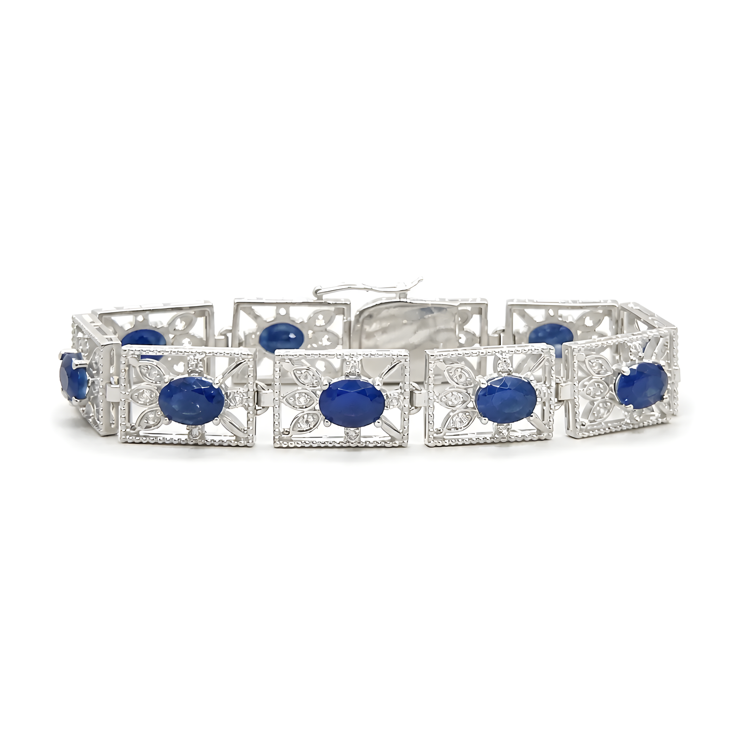 sapphire gemstone cz 925 silver bracelet