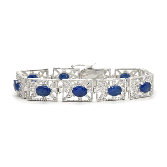sapphire gemstone cz 925 silver bracelet