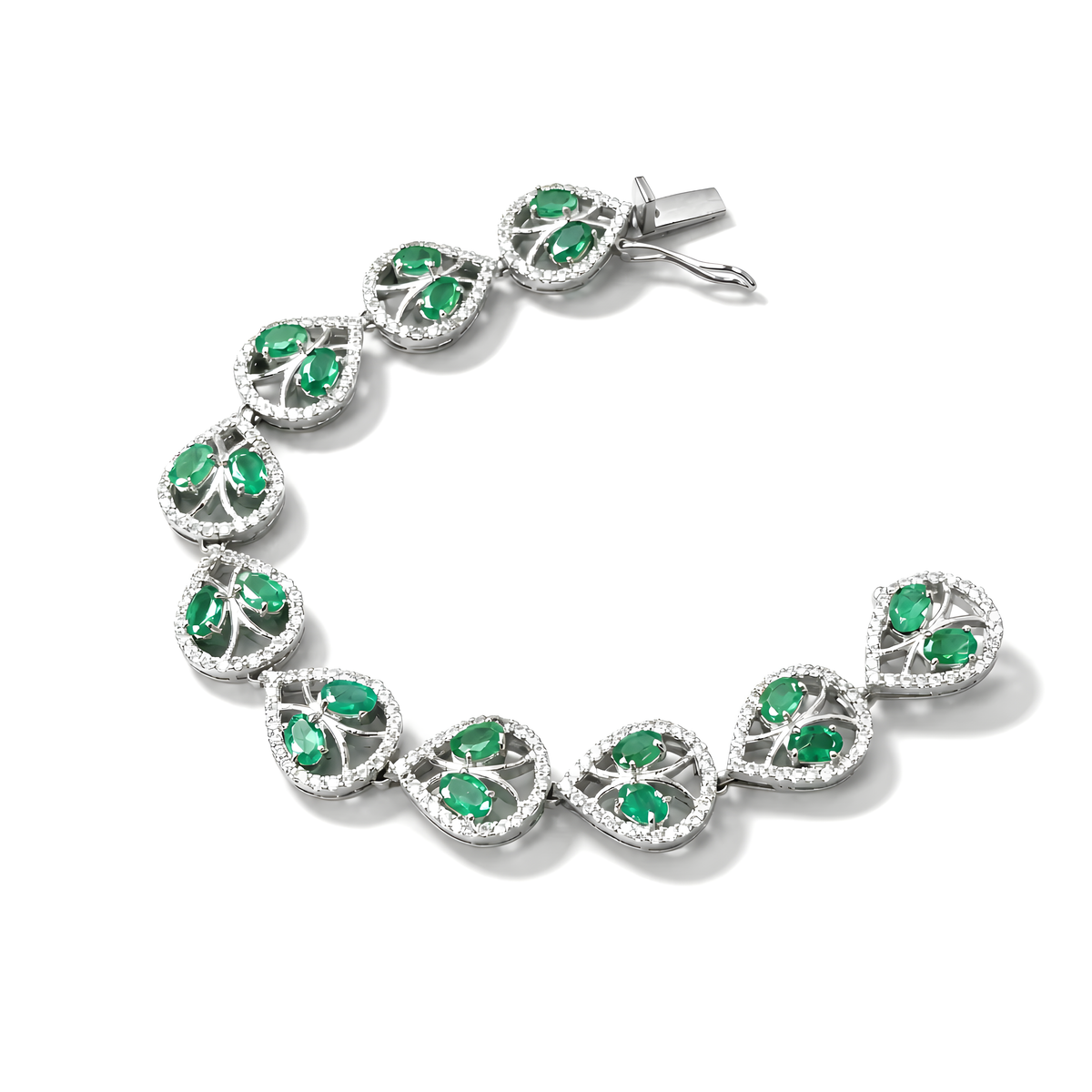 emerald gemstone silver bracelet